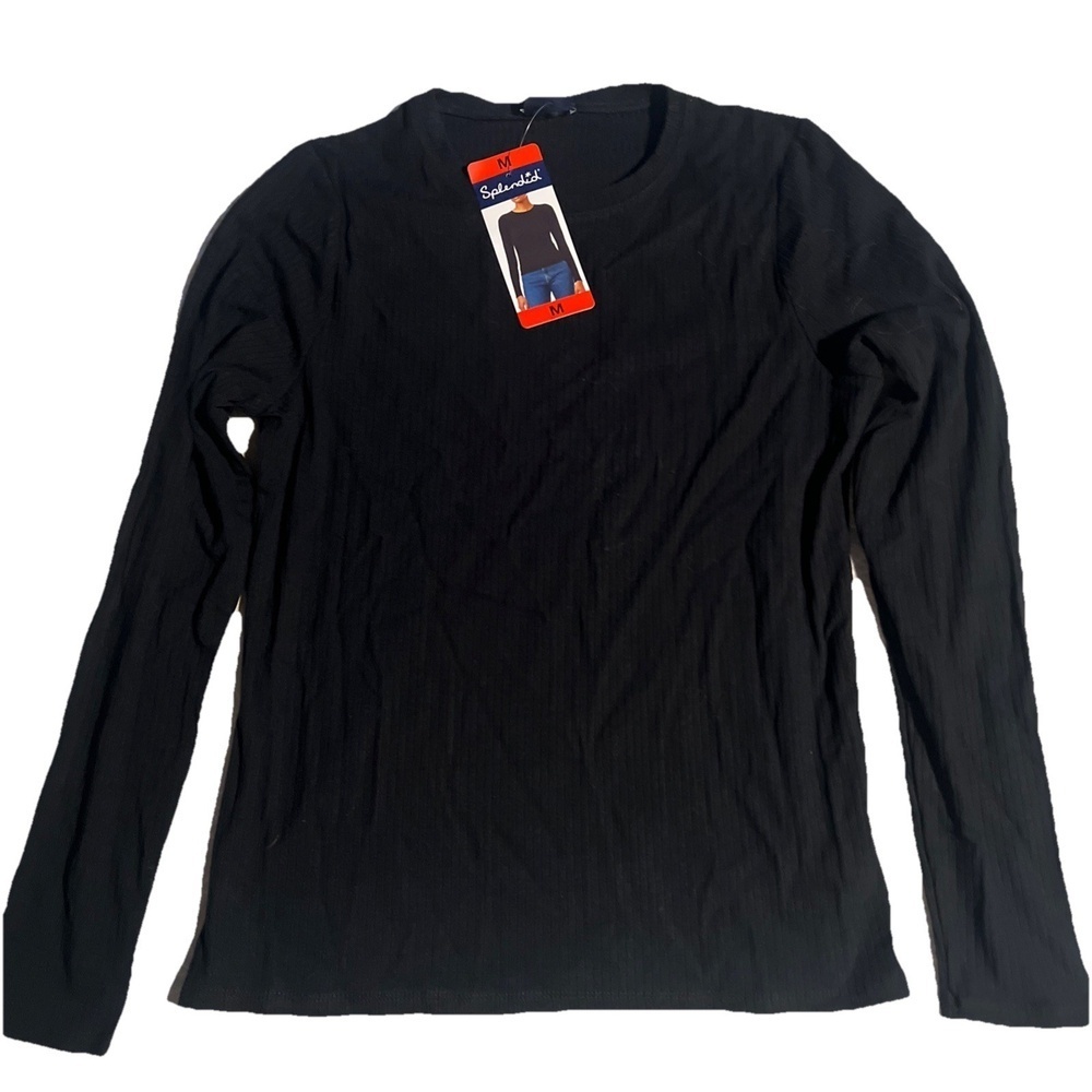 Splendid Womens  Long Sleeve Ribbed Crewneck Pull Over Top Shirt Size M. BR